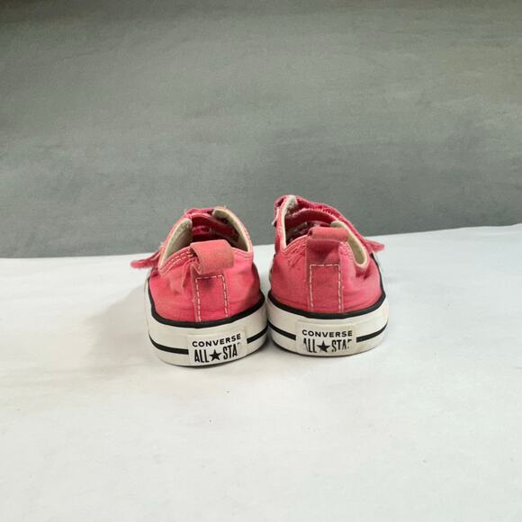 CONVERSE SHOES LITTLE KIDS 6C CHUCK TAYLOR ALL STAR HOOK AND LOOP OX PINK - Picture 7 of 9